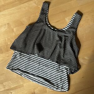 Anthropologie Meadow Rue Mixed Material Back Zip Tank, Size Large L